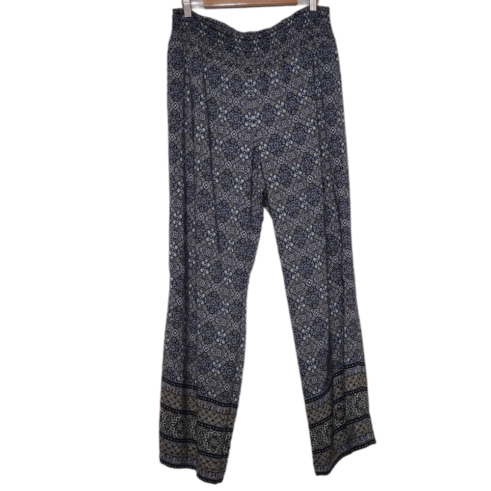 J. Jill Mandala Print Smocked Waistband Wide Leg Pants